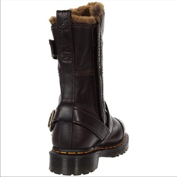 HOSTPICK🎉 Dr. Martens Kristy Mid Leather Faux Fur Boots chocolate Luxor